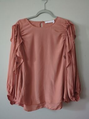 See By Chloe Dusty Rose Ruffle-Sleeve Blouse